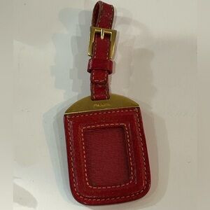 Prada Red Leather luggage Tag